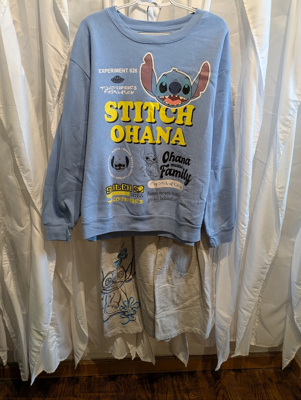C1 Disney Lilo & Stitch Ohana Matching Sweatshirt & Sweatpants Set -misses XXL